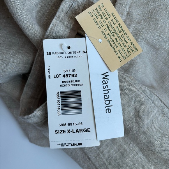 Harve Benard 100%Linen Pants Neutral Cream Size - Picture 10 of 17